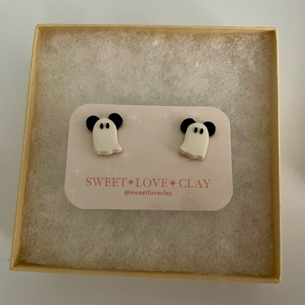**FINAL PRICE** Ghost Mouse Earrings by Sweet Love Clay